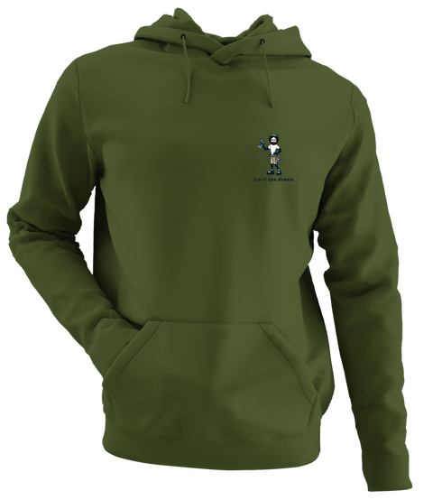 Jerry's Livin' The Dream - Life is dead.® - Premium Grateful Dead Left Chest Hoodie - Military Green