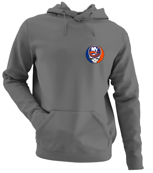 New York Islanders - Premium Grateful Dead Left Chest Hoodie - Charcoal - 8