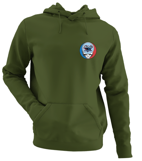DePaul University - Premium Grateful Dead Left Chest Hoodie - Military Green