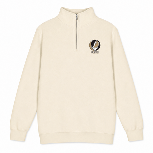 Purdue University - Premium Grateful Dead Quarter-Zip Pullover - Sand - 2