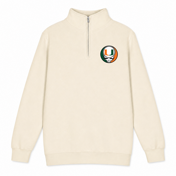 University of Miami - Premium Grateful Dead Quarter-Zip Pullover - Sand - 1