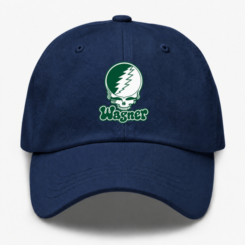 Wagner Stealie Premium Unisex Dad Hat — Design: Wagner College — Navy