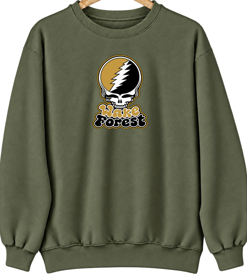Wake Forest Stealie Premium Unisex Crewneck — Design: Wake Forest University — Military Green