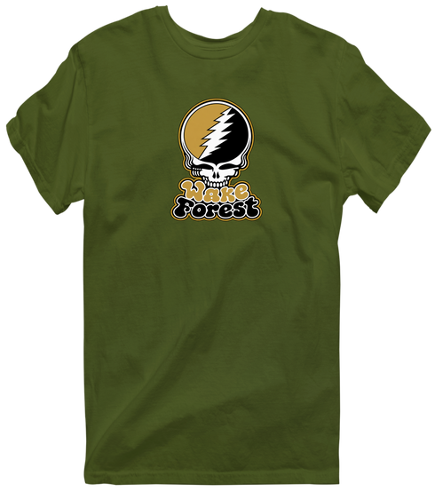Wake Forest Stealie Premium Unisex T-Shirt — Design: Wake Forest University — Military Green