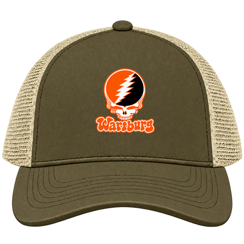 Wartburg Stealie Premium Unisex Trucker Cap — Design: Wartburg College — Moss/Khaki