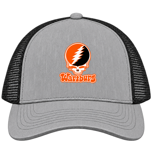 Wartburg Stealie Premium Unisex Trucker Cap — Design: Wartburg College — Heather Grey/Black