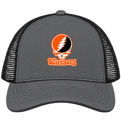 Wartburg Stealie Premium Unisex Trucker Cap — Design: Wartburg College — Charcoal/Black