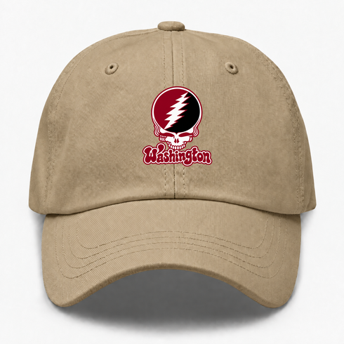 Washington Stealie Premium Unisex Dad Hat — Design: Washington College — Khaki