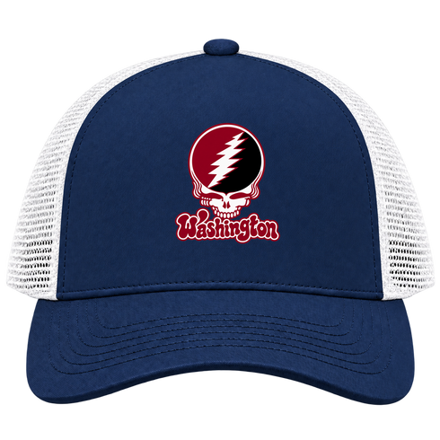 Washington Stealie Premium Unisex Trucker Cap — Design: Washington College — Navy/White