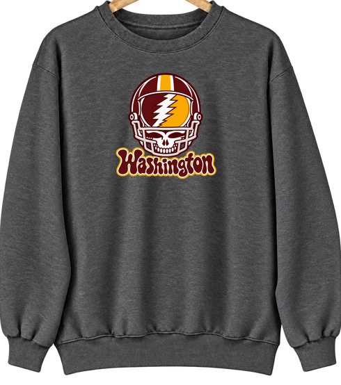 Washington Helmet Stealie Premium Unisex Crewneck — Washington Commanders — Dark Heather