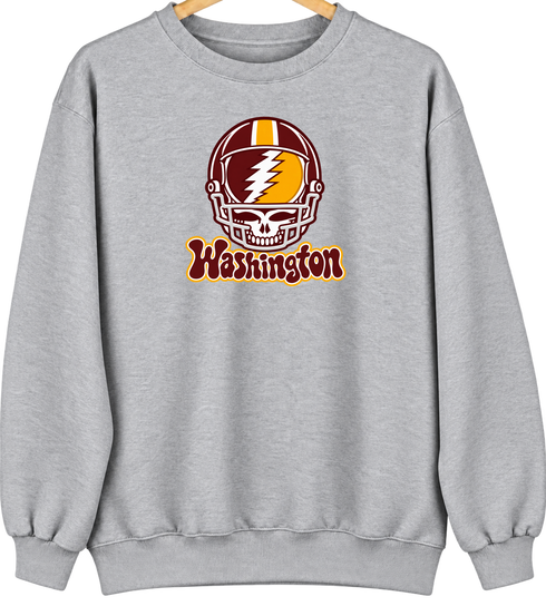 Washington Helmet Stealie Premium Unisex Crewneck — Washington Commanders — Sport Grey