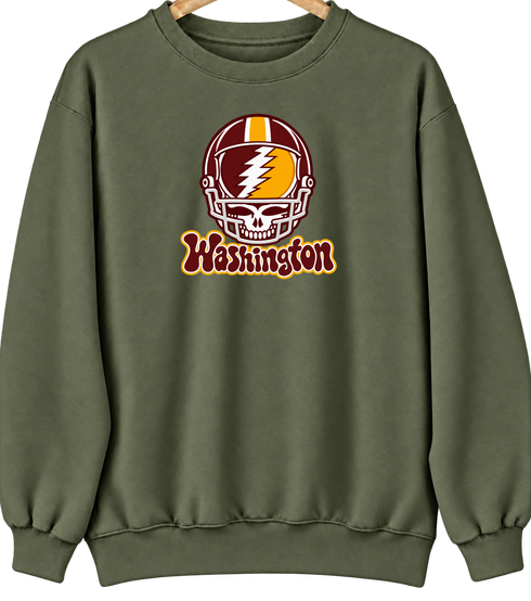 Washington Helmet Stealie Premium Unisex Crewneck — Washington Commanders — Military Green