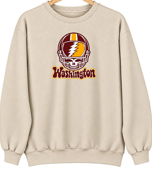 Washington Helmet Stealie Premium Unisex Crewneck — Washington Commanders — Sand