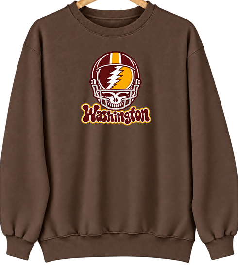 Washington Helmet Stealie Premium Unisex Crewneck — Washington Commanders — Brown