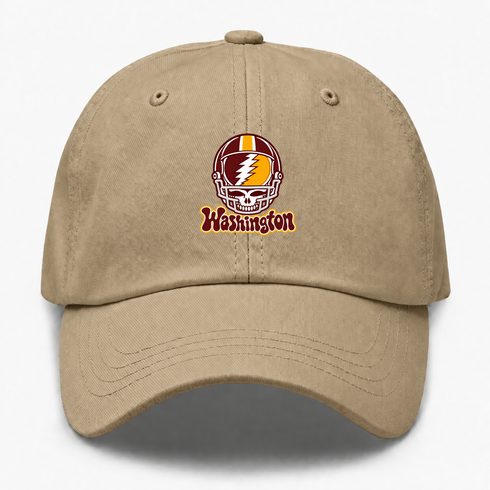 Washington Helmet Stealie Premium Unisex Dad Hat — Washington Commanders — Khaki