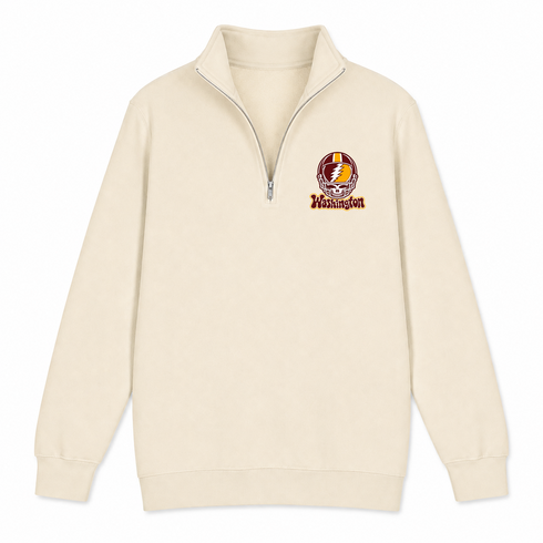 Washington Helmet Stealie Premium Unisex Quarter-Zip — Washington Commanders — Sand