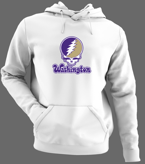Washington Stealie Premium Unisex Hoodie — Design: Washington University of — White/Grey