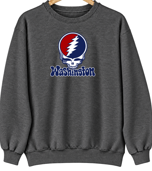 Washington Baseball Stealie Grateful Dead Crewneck — Washington Nationals — Dark Heather