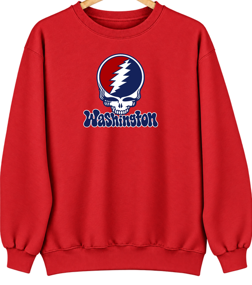Washington Baseball Stealie Grateful Dead Crewneck — Washington Nationals — Red