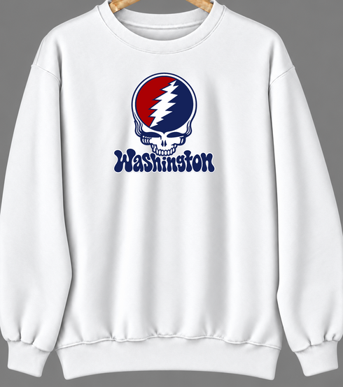 Washington Baseball Stealie Grateful Dead Crewneck — Washington Nationals — White