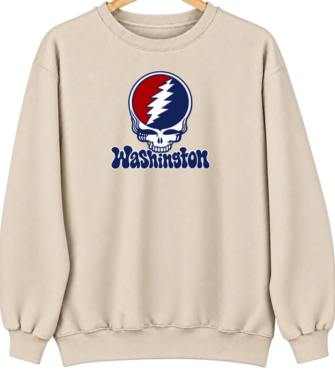 Washington Baseball Stealie Grateful Dead Crewneck — Washington Nationals — Sand