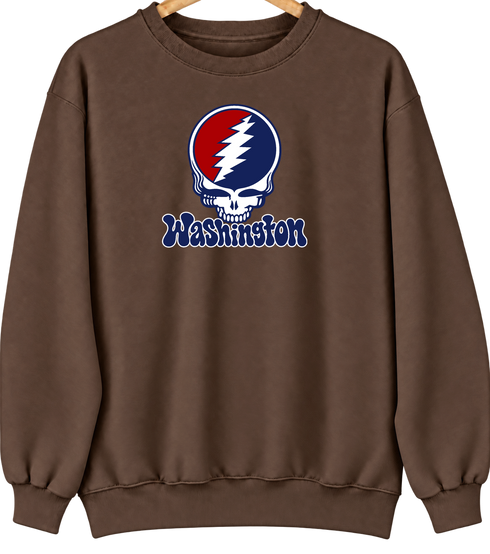 Washington Baseball Stealie Grateful Dead Crewneck — Washington Nationals — Brown