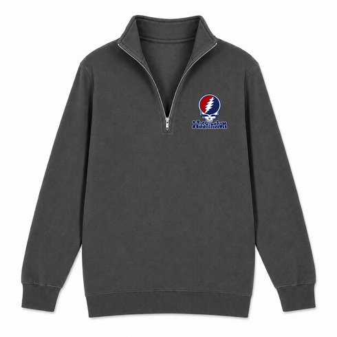 Washington Baseball Stealie Grateful Dead Quarter-Zip — Washington Nationals — Charcoal