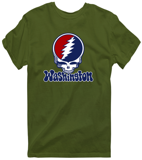 Washington Baseball Stealie Grateful Dead T-Shirt — Washington Nationals — Military Green