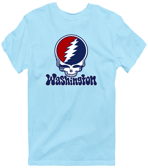 Washington Baseball Stealie Grateful Dead T-Shirt — Washington Nationals — Light Blue