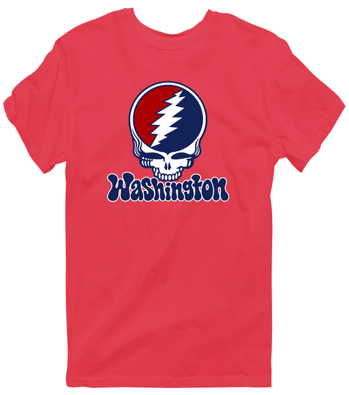 Washington Baseball Stealie Grateful Dead T-Shirt — Washington Nationals — Heather Red