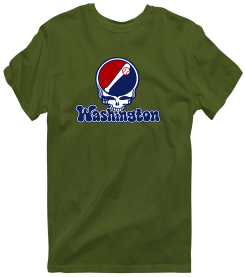 Washington Baseball Stealie Grateful Dead T-Shirt — Washington Nationals — Military Green