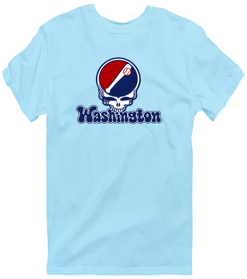 Washington Baseball Stealie Grateful Dead T-Shirt — Washington Nationals — Light Blue