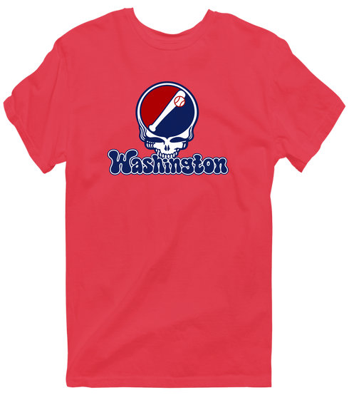 Washington Baseball Stealie Grateful Dead T-Shirt — Washington Nationals — Heather Red