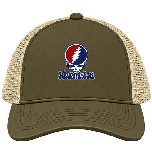 Washington Baseball Stealie Grateful Dead Trucker Cap — Washington Nationals — Moss/Khaki