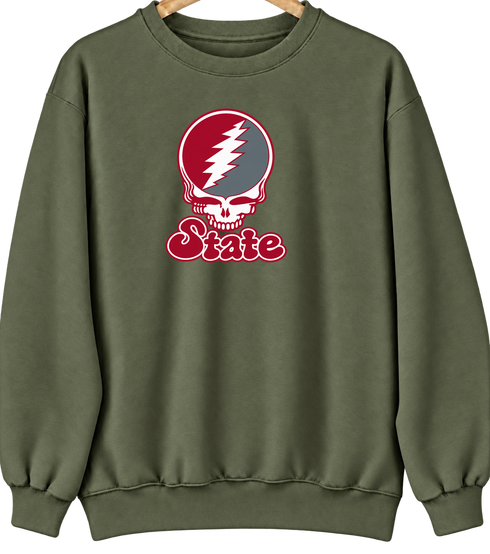 Washington Stealie Premium Unisex Crewneck — Design: Washington State University — Military Green