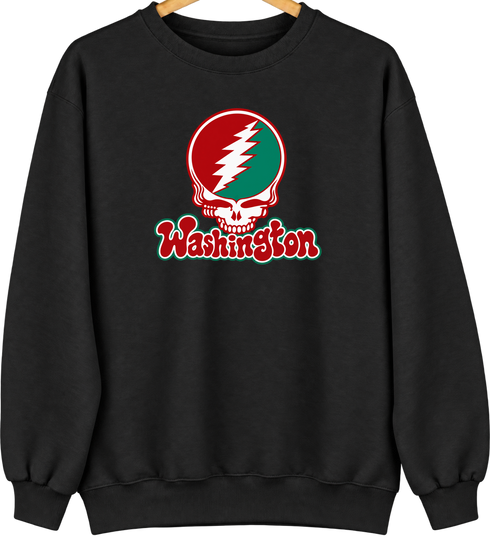 Washington Stealie Premium Unisex Crewneck — Design: Washington University — Black