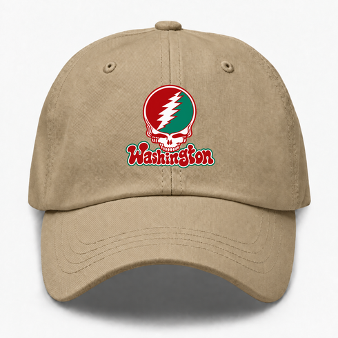 Washington Stealie Premium Unisex Dad Hat — Design: Washington University — Khaki