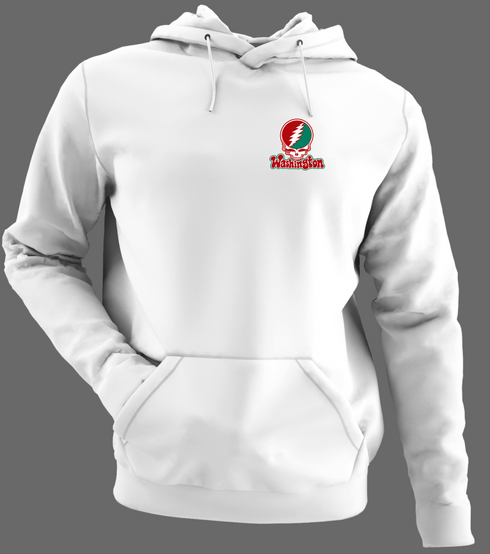 Washington Stealie Premium Unisex Hoodie — Design: Washington University — White/Grey