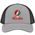 Washington Stealie Premium Unisex Trucker Cap — Design: Washington University — Heather Grey/Black
