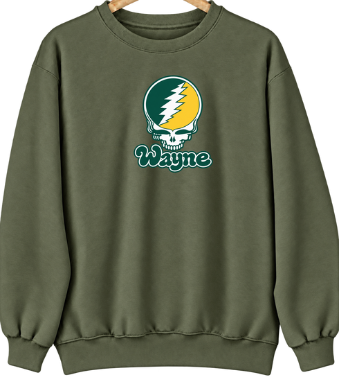Wayne Stealie Premium Unisex Crewneck — Design: Wayne State University — Military Green