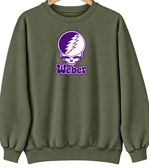 Weber State Stealie Premium Unisex Crewneck — Design: Weber State University — Military Green