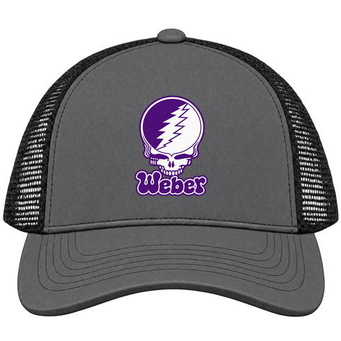 Weber State Stealie Premium Unisex Trucker Cap — Design: Weber State University — Charcoal/Black