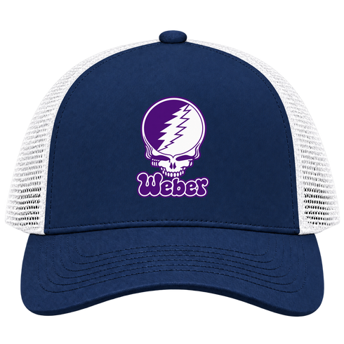 Weber State Stealie Premium Unisex Trucker Cap — Design: Weber State University — Navy/White