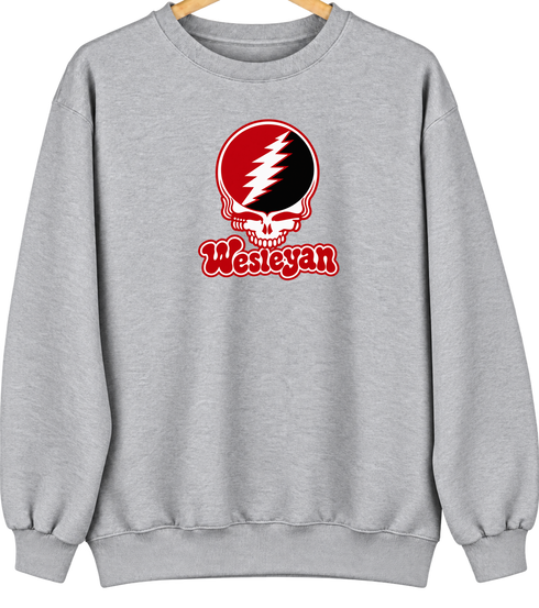 Wesleyan Stealie Premium Unisex Crewneck — Design: Wesleyan University — Sport Grey