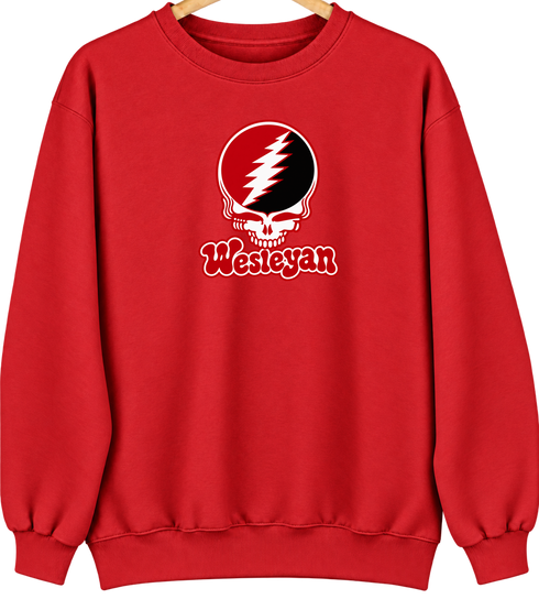 Wesleyan Stealie Premium Unisex Crewneck — Design: Wesleyan University — Red