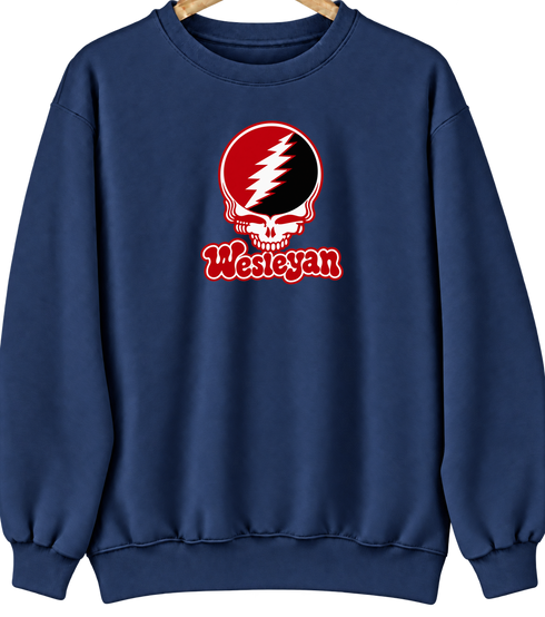 Wesleyan Stealie Premium Unisex Crewneck — Design: Wesleyan University — Navy