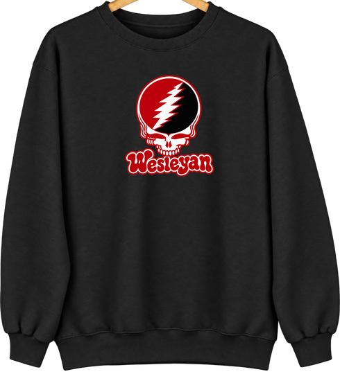 Wesleyan Stealie Premium Unisex Crewneck — Design: Wesleyan University — Black
