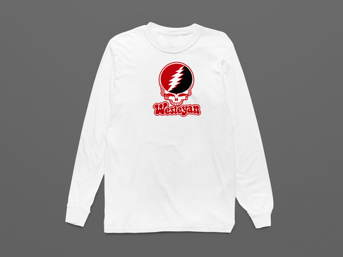 Wesleyan Stealie Premium Unisex Long-Sleeve — Design: Wesleyan University — White