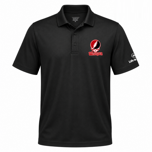Wesleyan Stealie Premium Unisex Polo — Design: Wesleyan University — Black