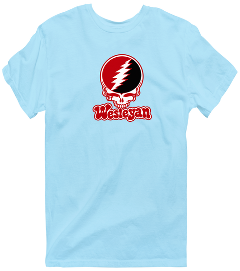 Wesleyan Stealie Premium Unisex T-Shirt — Design: Wesleyan University — Light Blue